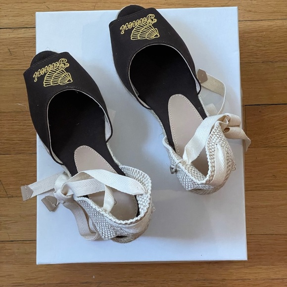 GANNI Embroidered Canvas Wedge Espadrilles - Women’s Size 38 (US 8) - New - Picture 6 of 13